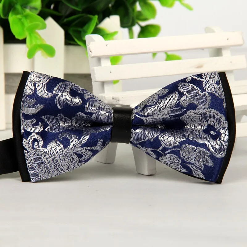 Silver Red Jacquard Bow Tie