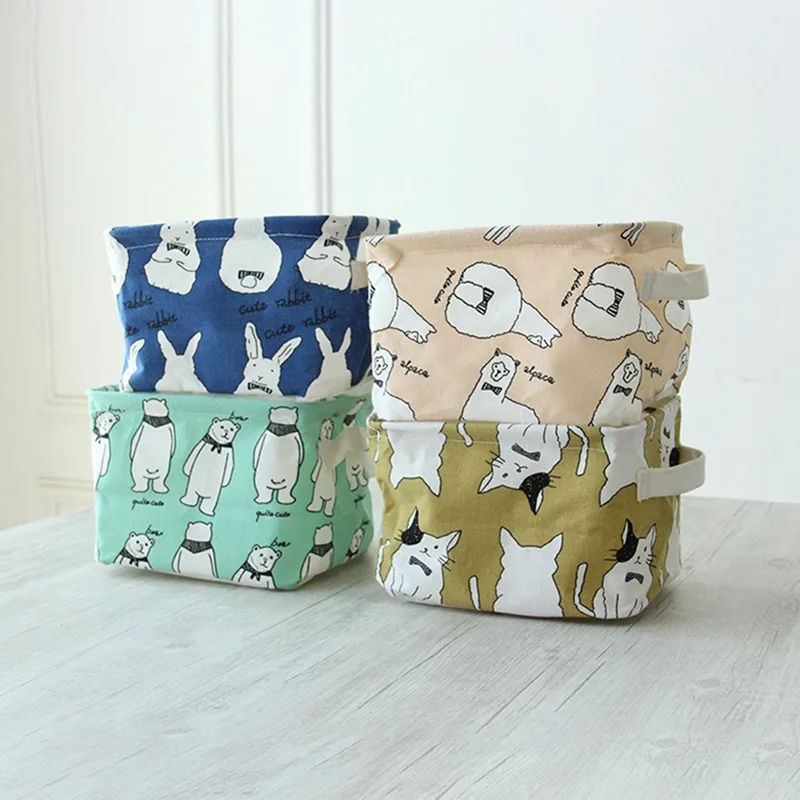 

2019 1PC Cute Cartoon Storage Bin Closet Toy Box Container Organizer Fabric Basket Home Desktop Storage Basket Bags