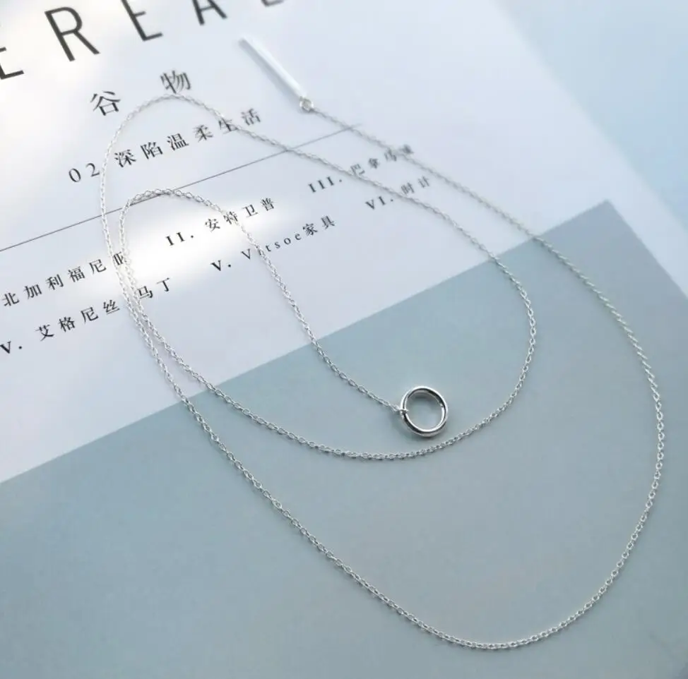 925 Sterling Silver Circle Bar Adjustable Long Chain Lariat Y Necklace A2137 925 Sterling Silver Circle Bar Adjustable Long Chain Lariat Y Necklace A2137
