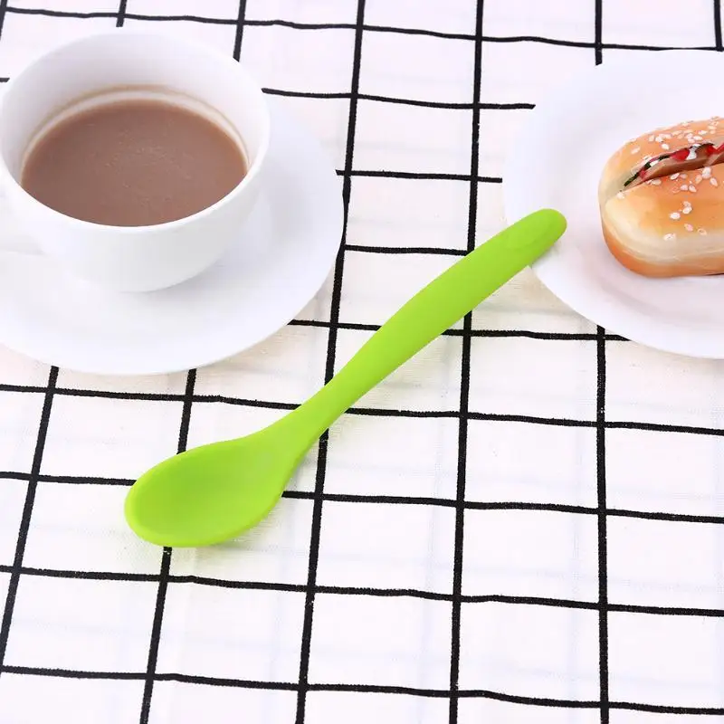 

Mini Silicone Spoon Heat Resistant Kids Soup Tableware Kitchen Cooking Supplies Utensil Dessert Ice Cream Coffee Spoon