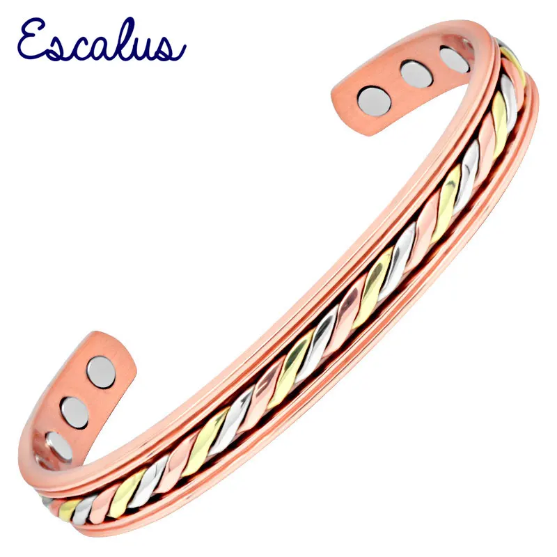 

Escalus 2019 100% Pure Magnetic Copper Tri-Color Healing Bangle For Health Women Fashion Ladies Elegant And Classy Bracelets