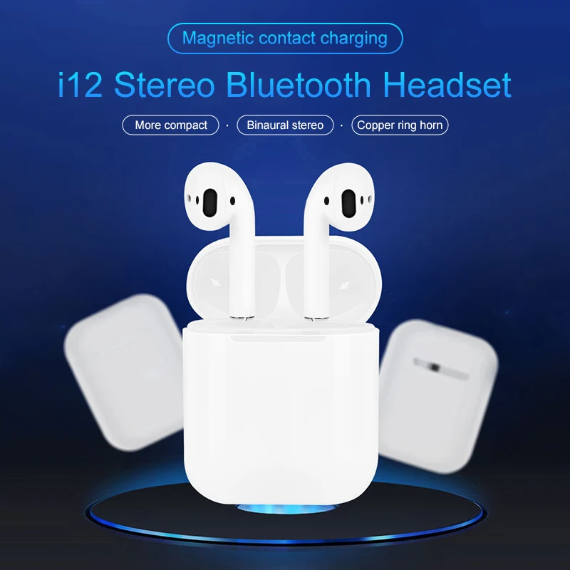 

i12 TWS pk i30tws Bluetooth 5.0 Earphone Sports Sweatproof true Wireless Earbuds for IPhone Samsung Huawei i20 i30 i10 TWS air