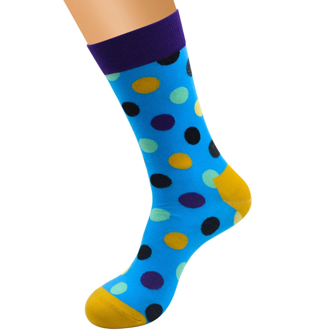 PEONFLY Новое поступление счастливые мужские носки красочные Dot дизайн чесаные хлопковые носки повседневные носки забавный подарок счастье - Цвет: color points