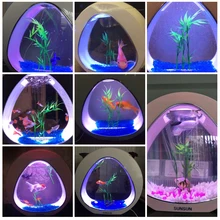 4L Миниатюрные для аквариума мини нано аквариум со встроенным фильтром светодиодный световой системы портативный бак офисный мини аквариум акриловый аквариум