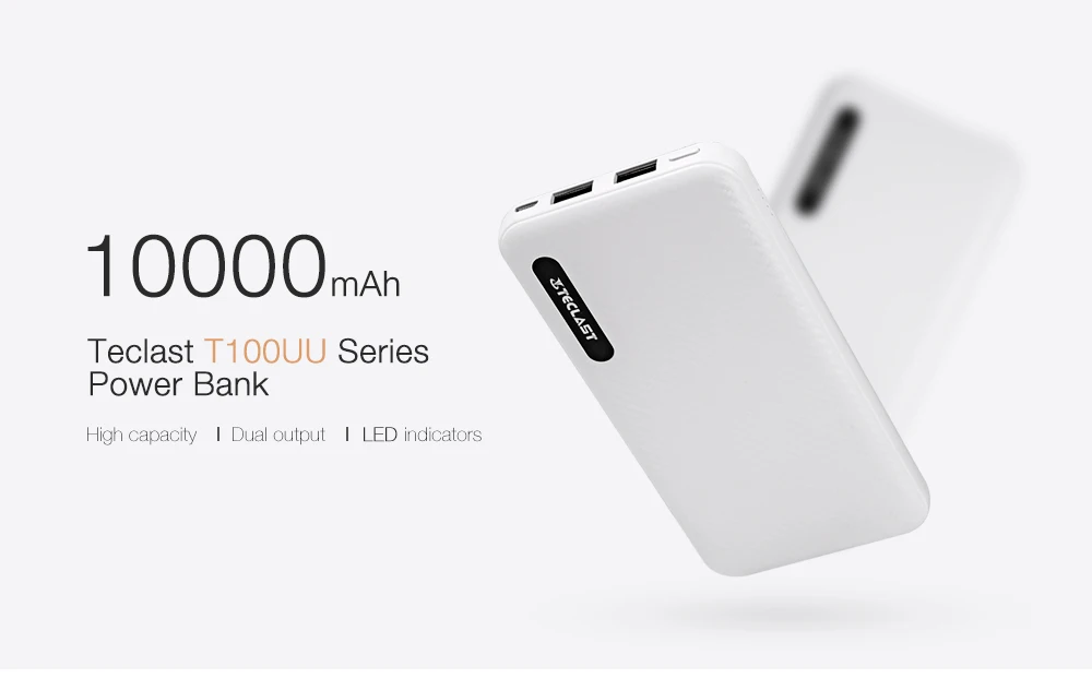 Teclast T100UU Мощность банк 10000mAh 5V 2.1A двойной Выход Micro USB Вход Батарея со световыми индикаторами