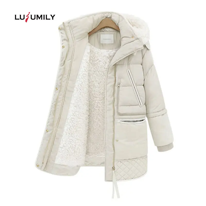 

Lusumily 2019 Spring Winter Women's Jackets Cotton Coat Padded Long Slim Hooded Parkas Female Outwear Warm Jacket Wool Clothing