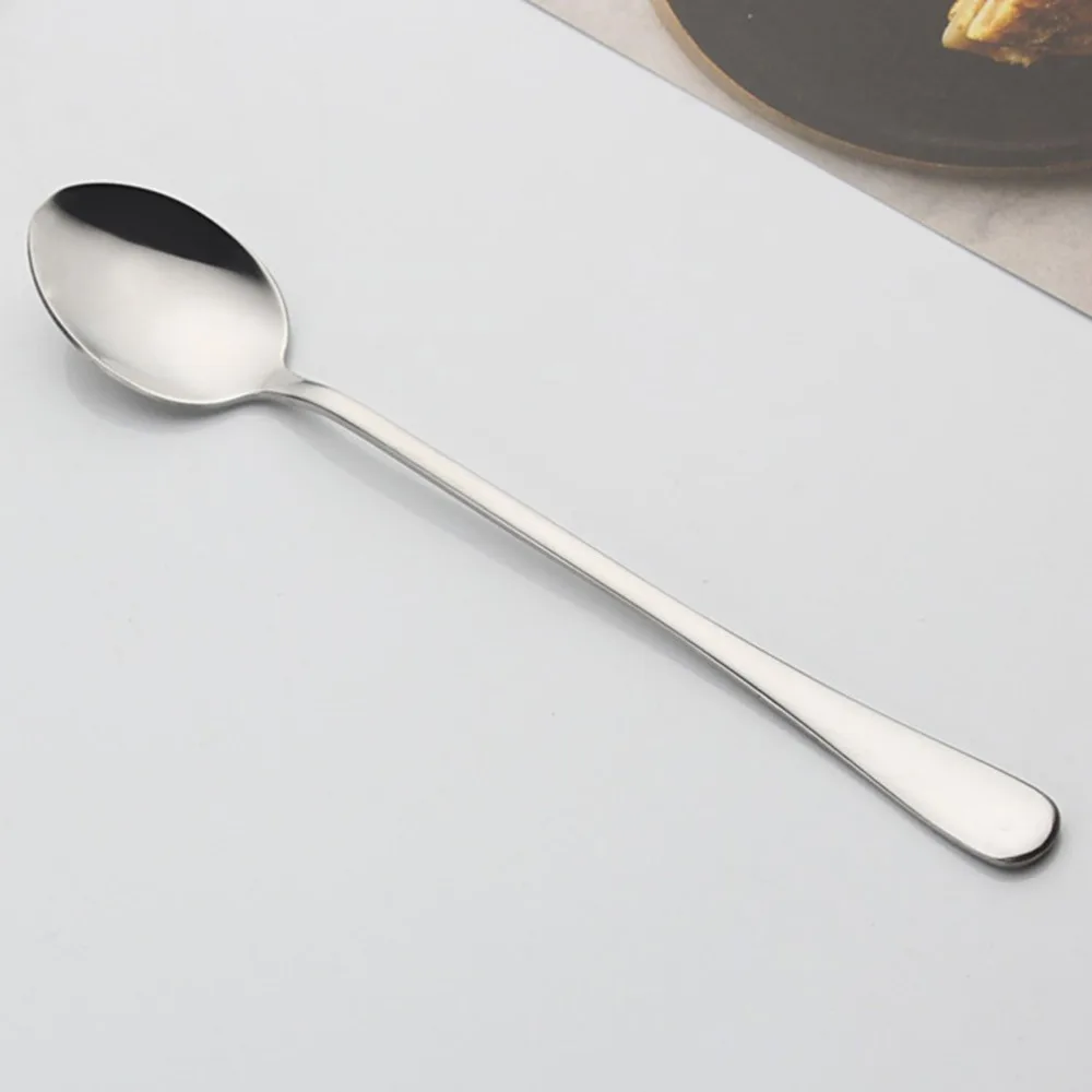 

Stainless Steel Round spoon With Long Handle Coffee Spoon for Ice Cream Dinner Rice/Salad mixing spoon