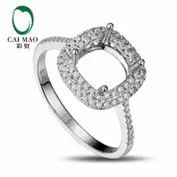 Caimao Подушки Cut кольцо Маунт Semi Настройки и 0.3ct Diamond 14 К Белое золото Gemstone Обручение кольцо Ювелирные украшения