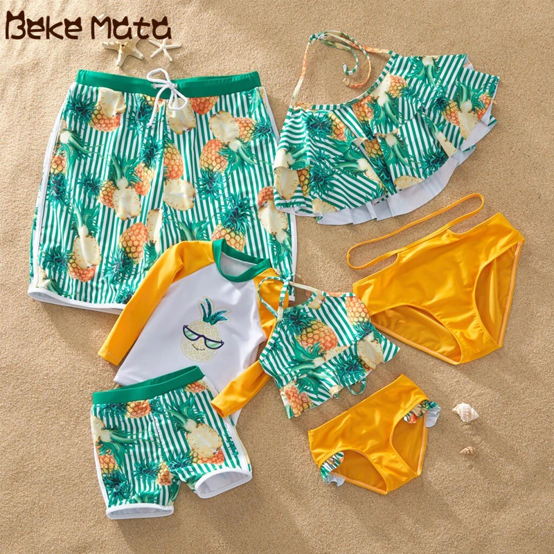 Family Matching Swimsuits Family Look Mother Daughter Father Son Beach ...