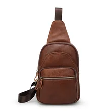 Сумки через плечо Новая Мужская Грудь сумка из натуральной кожи в стиле ретро Для мужчин пакет Повседневное Один плечевой ремень сумка