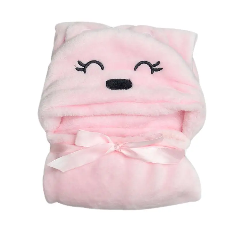 Ночная рубашка в комплекте с купальным халатом для новорожденных, милое детское одеяло с рисунком животных, банный халат с капюшоном, удобное банное полотенце для малышей - Цвет: Розовый