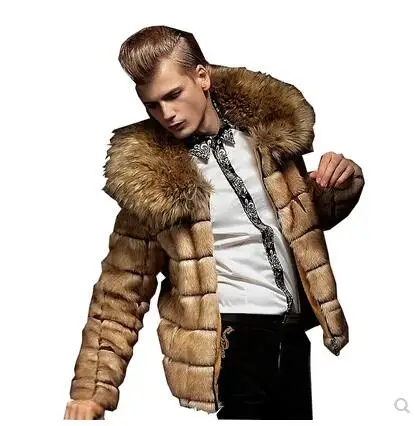 New menswear trend casual imitation fur coats men's slim mink coat short style S-3XL! Big size winter men's coats - Цвет: CAMEL