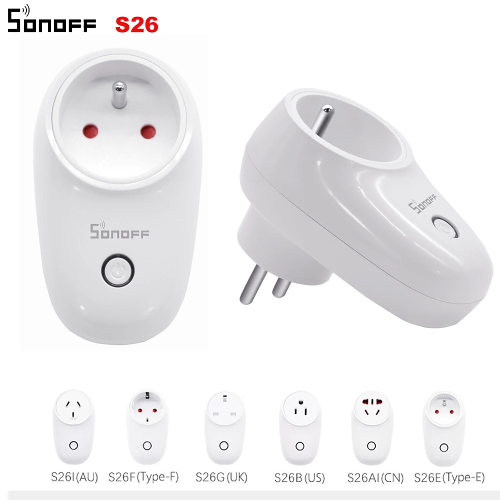

Sonoff S26 WiFi Smart Socket US/UK/CN/AU/EU Wireless Plug Power Sockets Smart Home Switch support Alexa Google Assistant IFTTT