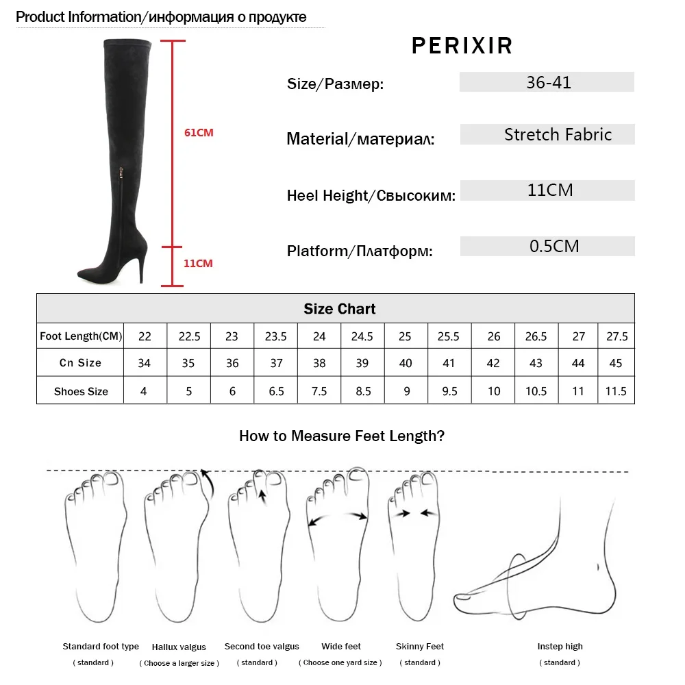 Perixir женские сапоги до колена из лайкры на высоком каблуке модные женские сапоги выше колена модные однотонные сапоги из эластичной ткани с острым носком на молнии