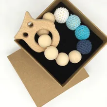 Crochet Bead Teething Ring Set Untreated Maple font b Teether b font with font b Organic