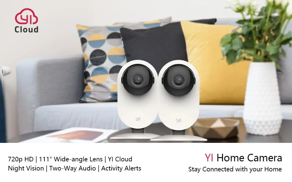 Домашняя камера YI Home Camera 720 p 2 шт | 111° широкоугольный объектив | Двухсторонняя аудиосвязь | Оповещения об активности