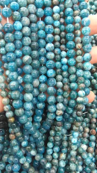 

AA grade Genuine Apatite beads, 4mm 6mm 8mm 10mm blue round Gemstone stone strand16"