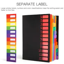 New Listing Rainbow Multi-Page Classification Folder Holder Storage Bag Portfolio Office Learn Good Helper A4 PP File Folder