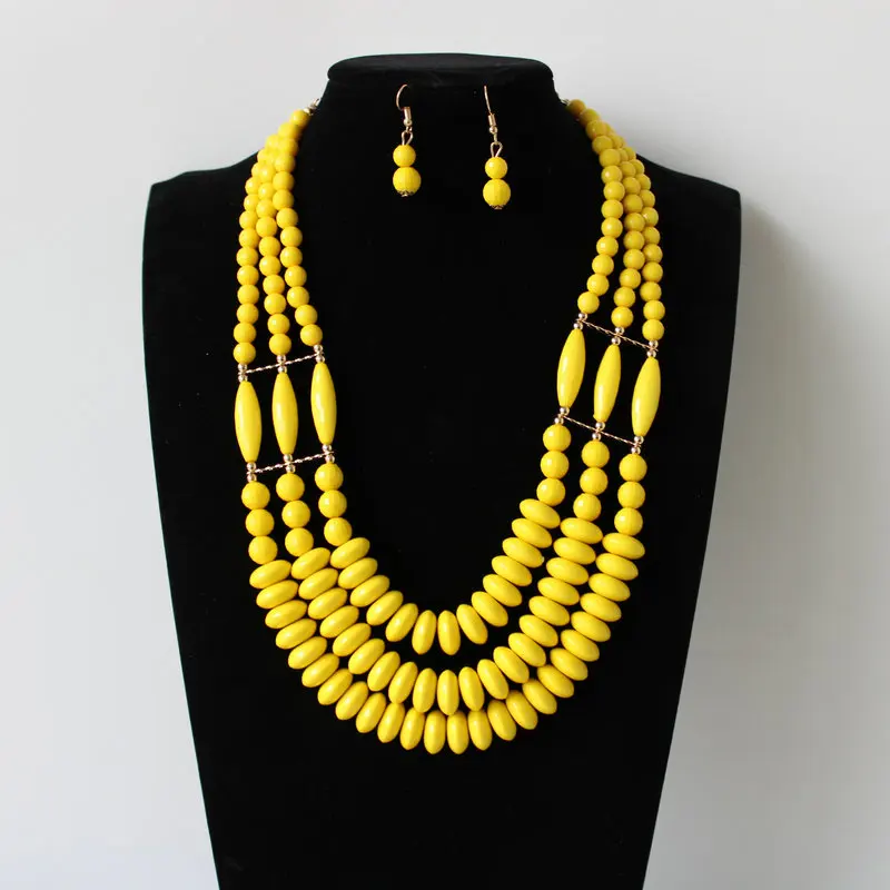 

Multicolor Multi Strand Beaded Necklace Sets Ideas Jewelry Black Wedding Statement Necklace Romantic Gift For Women