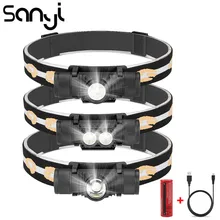 SANYI XM-L2 светодиодный головной светильник 3800 люмен USB Перезаряжаемые по 18650 Батарея вспышка светильник налобный фонарь Кемпинг Светильник
