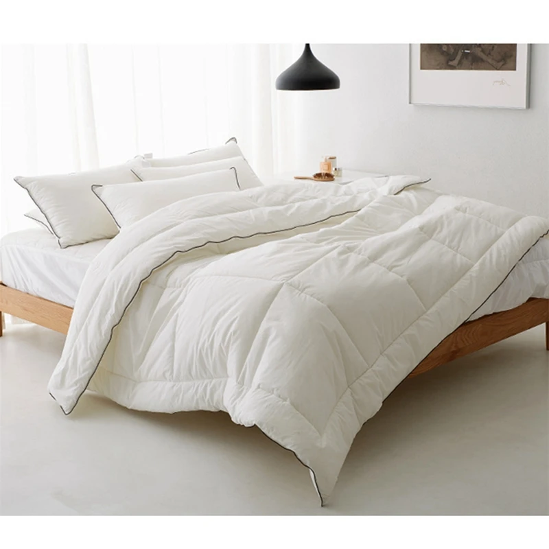 

Home Hotel Summer Light Thin Quilts Spring Fall Cozy White Duvets Superfine Feather Comforter Cotton Fabric Cover Water Washable