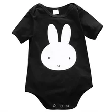 2016 New Cotton Newborn Baby Girl Boy Summer Clothes Short Sleeve O Neck Rabbit Print Bodysuit Jumpsuit Playsuit Outfits