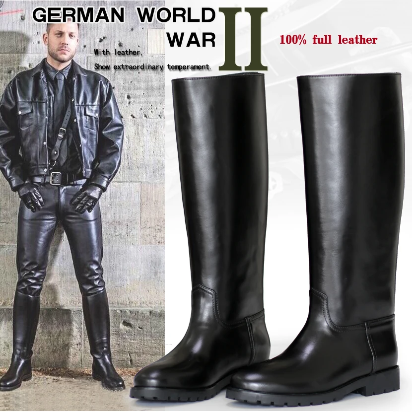 

amibu Men's Man Motorcycle Police Engineer Trooper Patrol Leather Tall Riding Boots