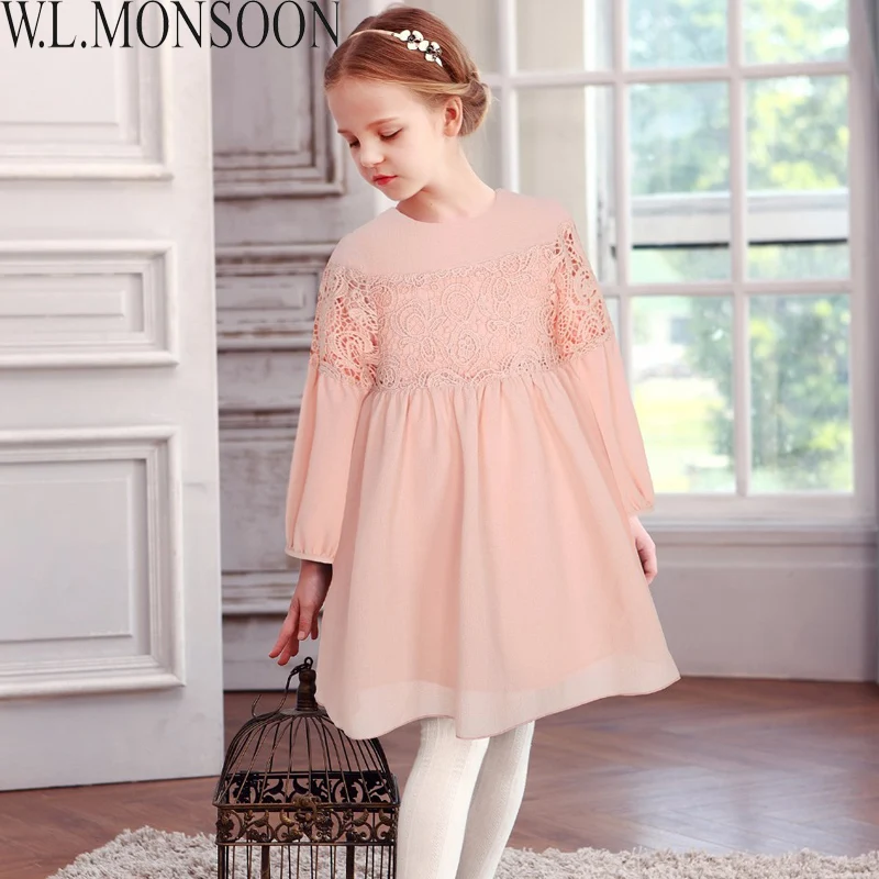 W. L. MONSOON/кружевное платье для девочек коллекция года, брендовые осенние детские платья с длинными рукавами, одежда для девочек детское платье принцессы Fille