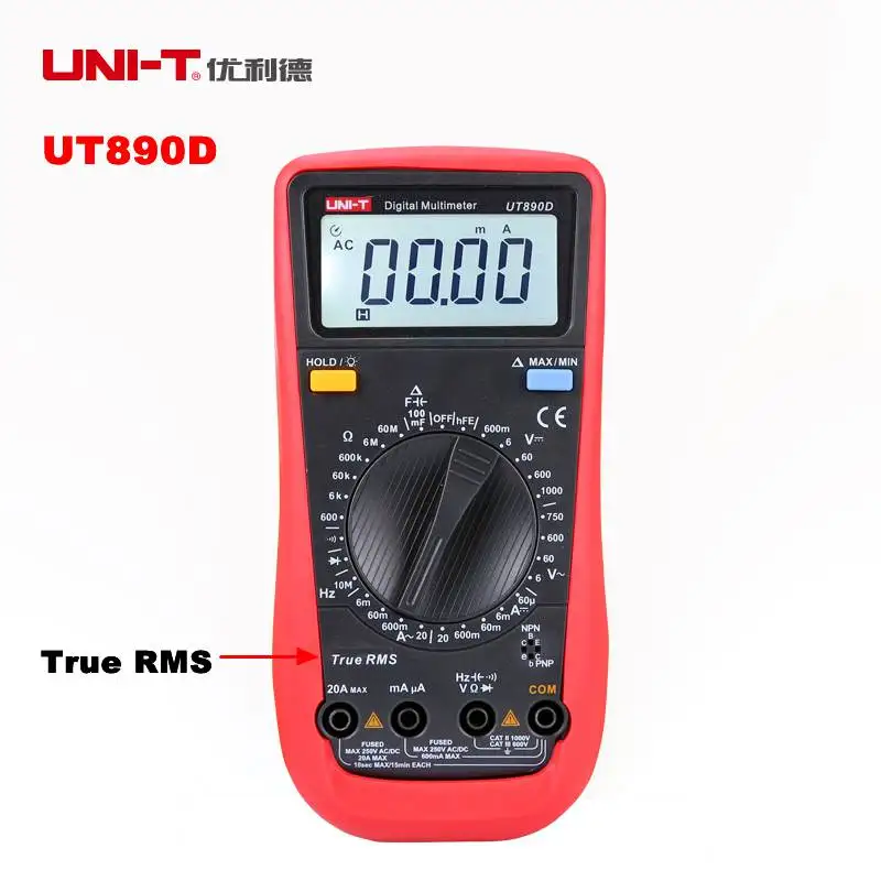 

UNI-T UT890D Digital Tester Multimeter True RMS Manual Range AC DC Voltmeter Ammeter Ohm Herz F LCD Backlight Diagnostic-tool