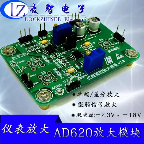 

Instrument Amplifier AD620 Module Weak Signal Programmable Amplifier CNC Potentiometer x9318 Send Program