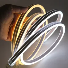 Xunata tira de luz de led neon, 220v smd2835 120leds/m, à prova d'água, flexível, iluminação de fadas, dupla face tipo com tomada de energia