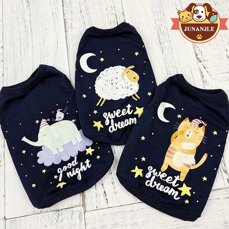 Warm Good Night Cat Dog Vest Shirt Clothes For Small Dogs Cute
