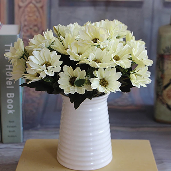 2 pcslot elegant white spring daisy floral artificial silk fake flower arrange room table - Silk Arrangements For Home Decor 2 2 pcslot elegant white spring daisy floral artificial silk fake flower arrange room table - Silk Arrangements For Home Decor 2