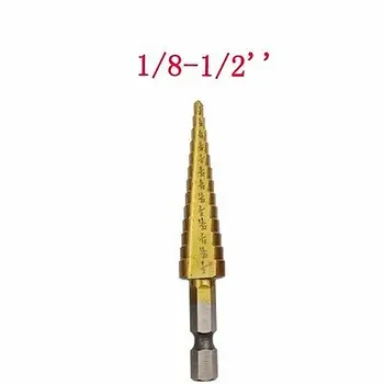 

1/8-1/2 HSS 4241 Steel Step Cone Titanium Coated Drill Bit Cut Tool Set Hole Cutter with Hex Shank CNC