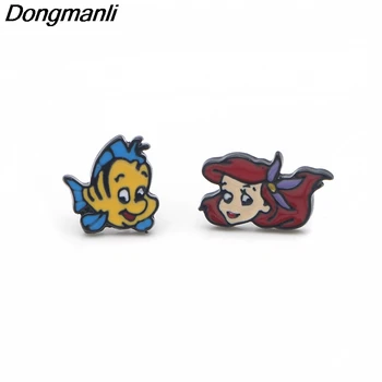 

P3199 Dongmanli Cute Stud Earrings For Womens Enamel Stainless Steel Pierce Korea Earrings Jewelry Gifts Girls