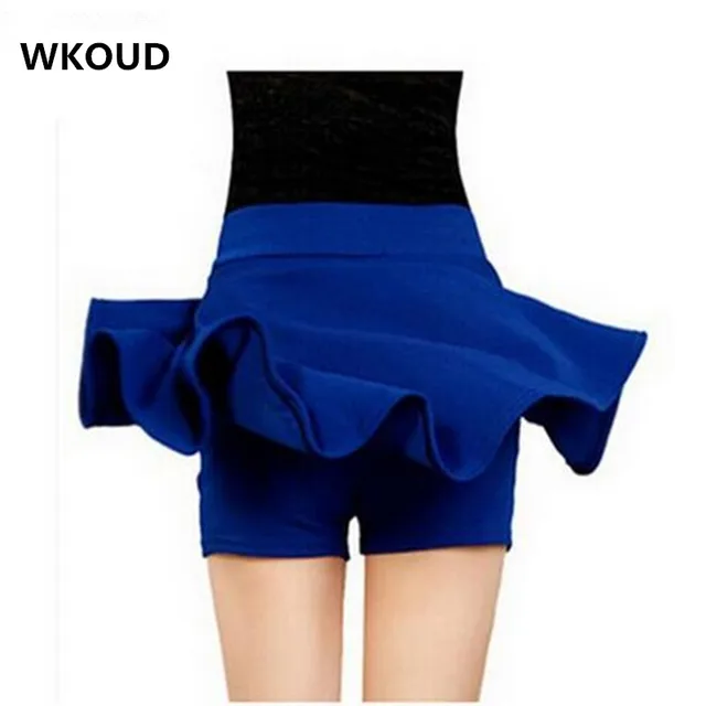 US $7.36 WKOUD M-5XL Plus Size Shorts Skirts Women's Solid Mini Pleated Skirt Fashion High Waist Casual Wear