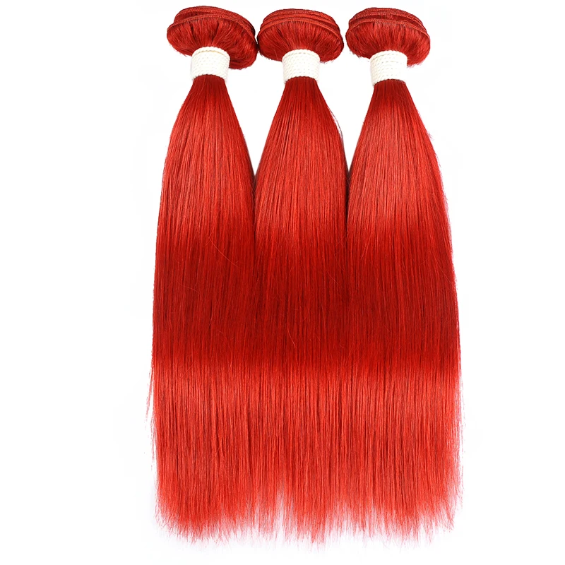 Pinshair красные прямые волосы пучки с закрытием 99J бордовые бразильские человеческие волосы 3 пучки с закрытием не Реми волосы 10-26 дюймов