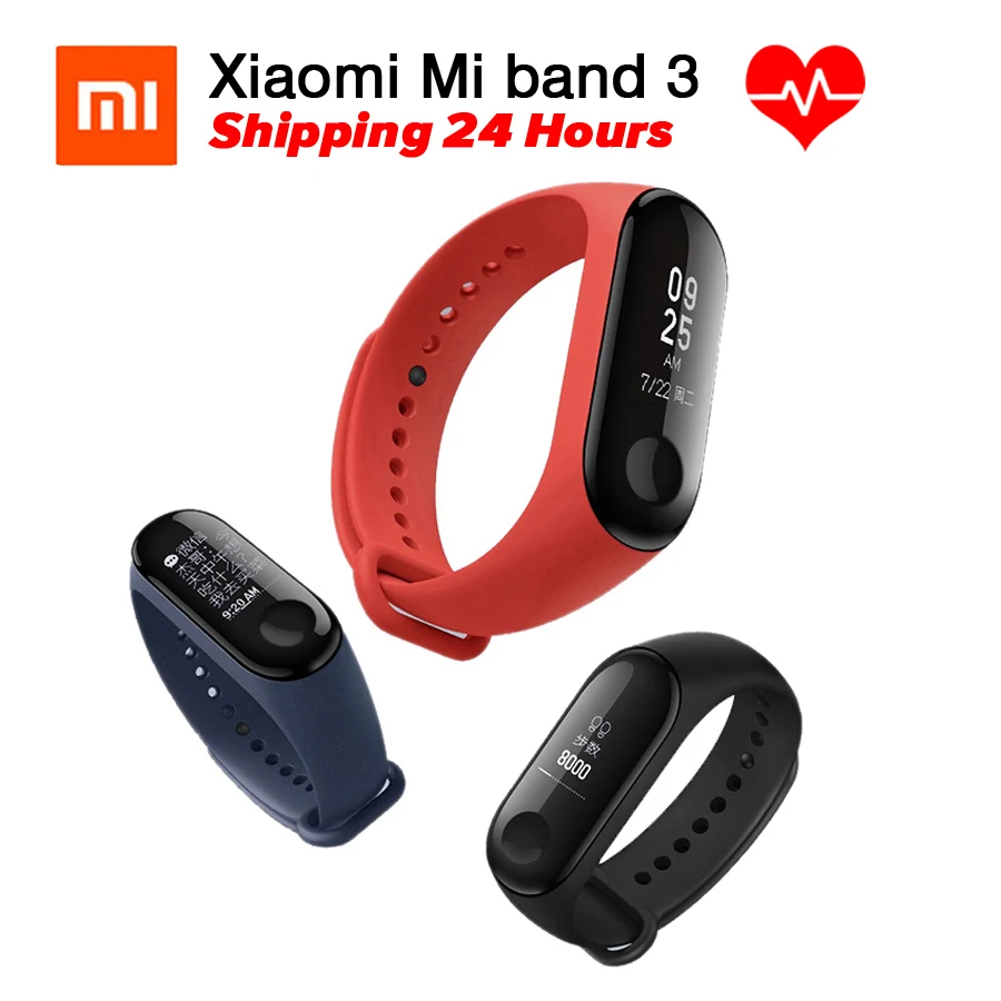 

Xiaomi Mi band 3 MiBand 3 Fitness Tracker Heart Rate Monitor 0.78'' OLED Display Touchpad Bluetooth 4.2 Smart wristband Android