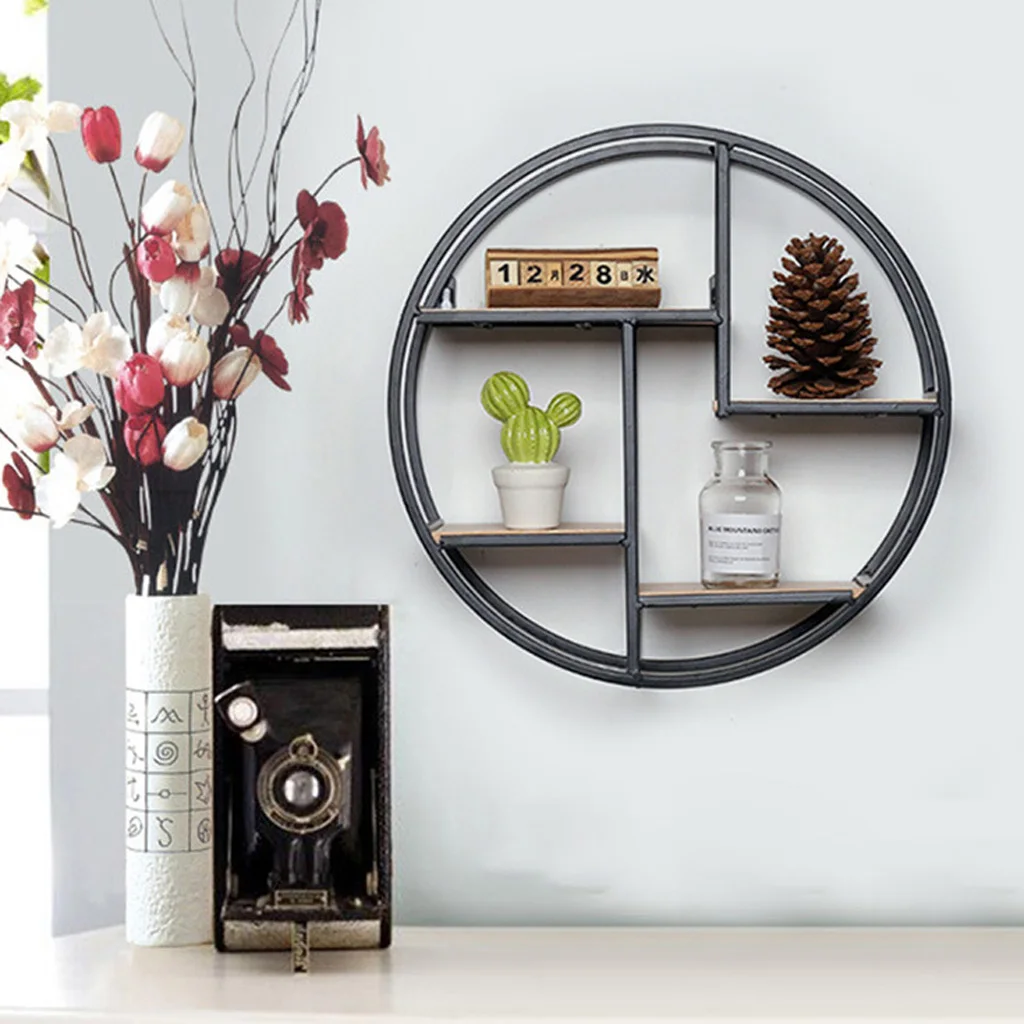   Black Iron Metal Wall Mounted Shelf Display Chic Floating Storage Unit Rack Display Stand Art Display