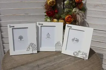 

bicycle , tree , bird pattern Simple white Home Decoration photo frame , 5 inch decorative frames