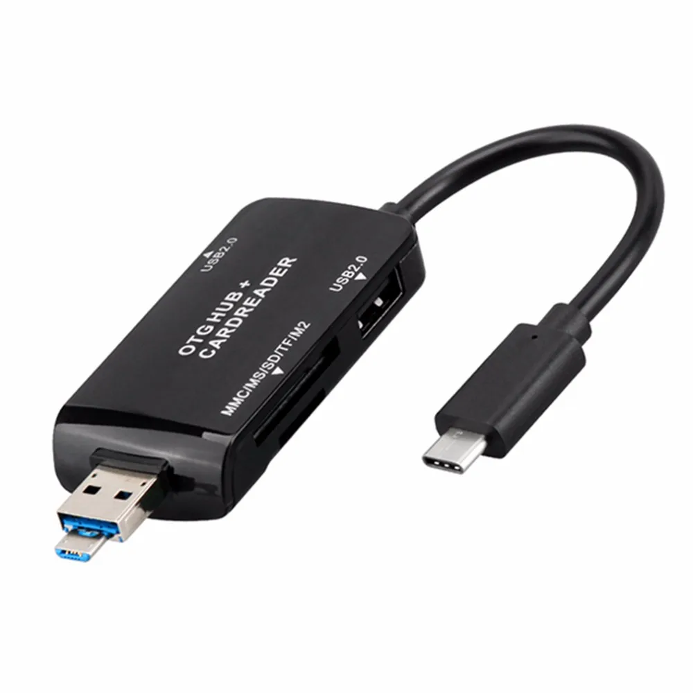 Универсальный OTG 2 порта USB2.0 концентратор с безопасной цифровой картой памяти/TF/MS/MMC/M2 кардридер расширение Телефона
