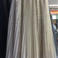 Осенняя новая стильная многослойная плиссированная юбка со звездами и блестками; элегантная Тюлевая юбка; Saias Longas Casuais