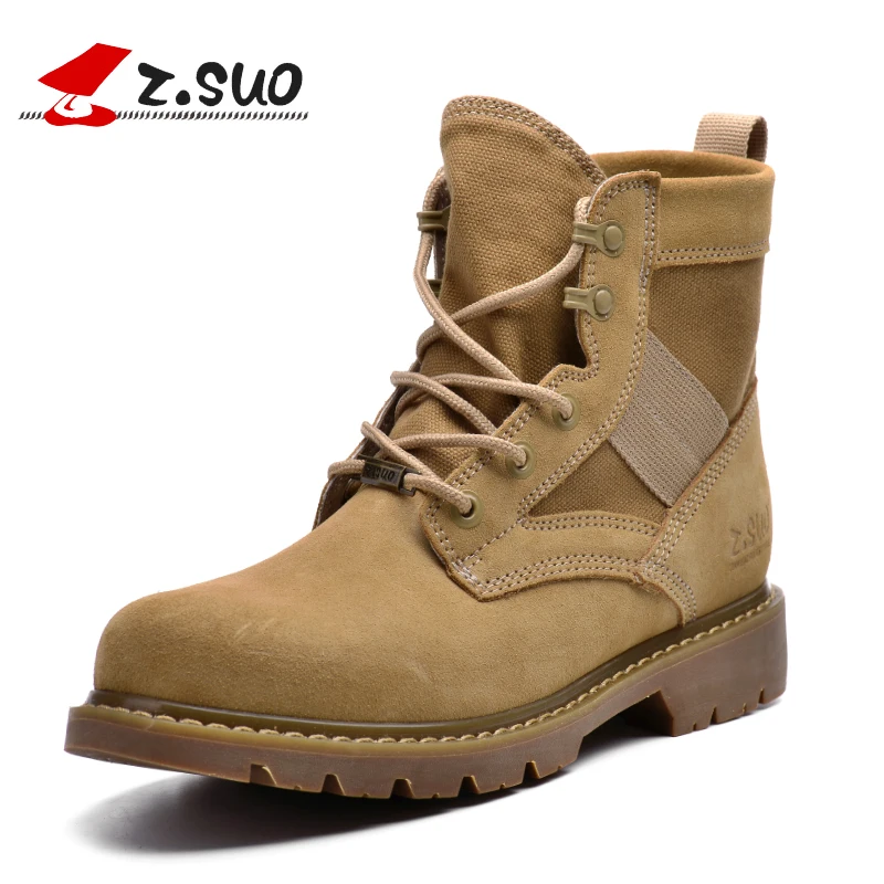 

Z.SUO Brand Desert Women Boots Winter Casual Ankle Boots Women 2018 NEW Autumn Cow Suede breathable Canvas Tactical Boots Girl