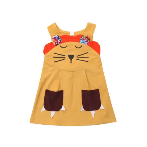 

Baby Kid Girl Toddler Party Clothing Dresses Braces Floral Casual Sleeveless Cute Animals Pocket Cotton Dress Outfits Girls 1-4T