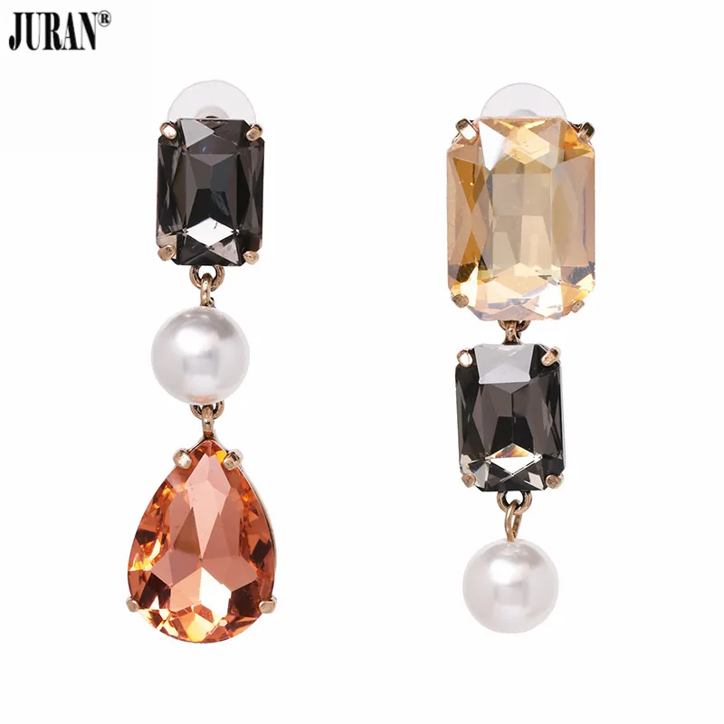 

JURAN Crystal Simulated Pearl Luxury Water Drop Earrings Big Dangle Hanging Earrings Women Party Statement Jewelry Wholesale