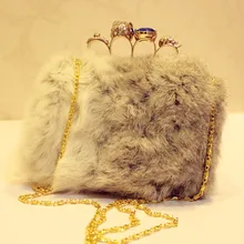 Роскошная сумка из кроличьего меха, дневной клатч, Женская сумочка, украшенная бриллиантами, вечерняя сумка, сумка на цепочке для девушек
