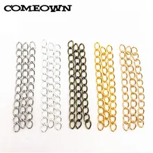 COMEOWN 100 шт 4x50 мм удлиненные удлинительные цепочки 6 цветов хвостовой удлинитель для изготовления ювелирных изделий ожерелье браслет цепочка
