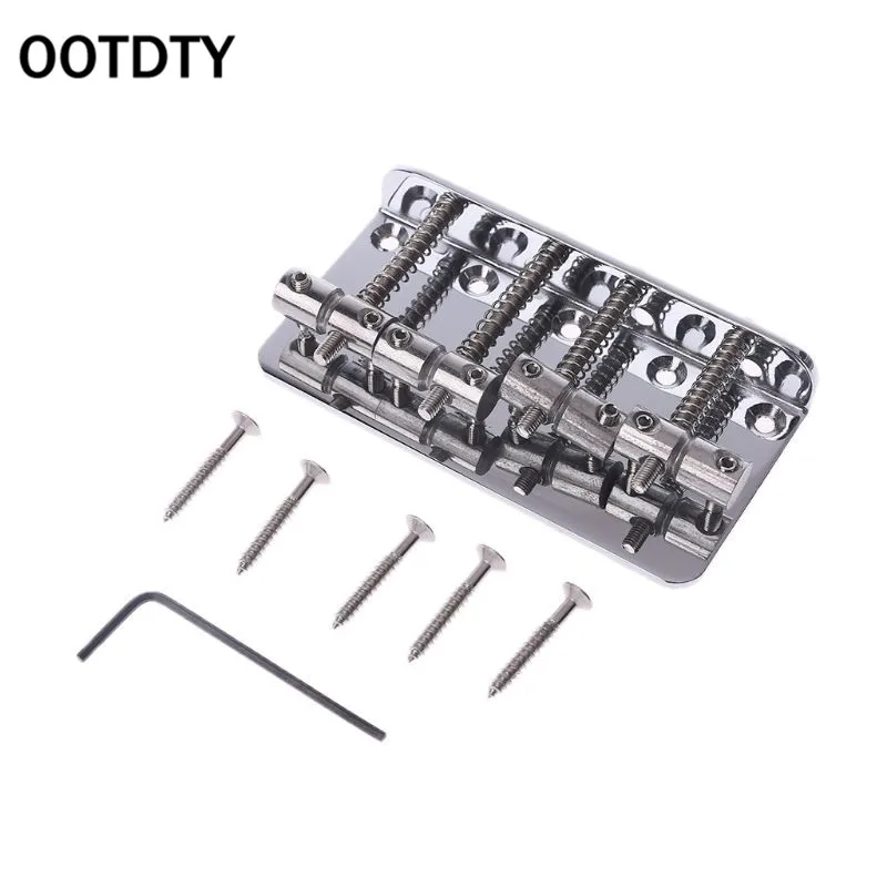 

OOTDTY Guitar Part Chrome Bridge Plate For Jazz Bass Guitar + 5 Screws + Wrench