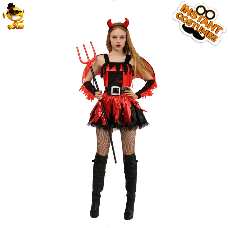 Хэллоуин женское платье дьявола костюм Ролевые игры красное платье дьявола Одежда для взрослых леди - Цвет: DD578