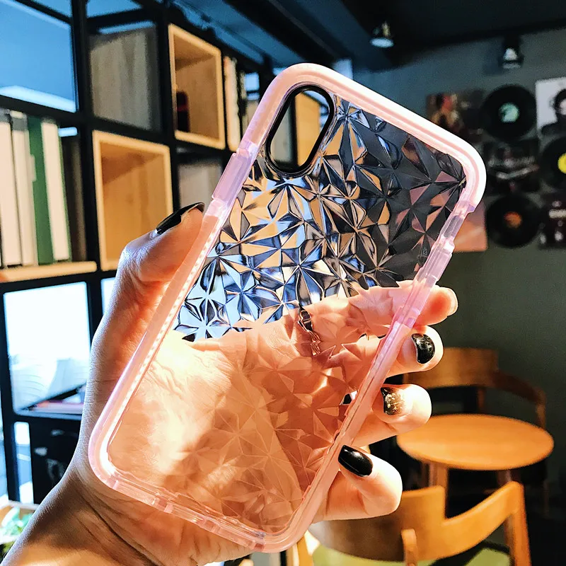 

3D Diamond pattern jelly phone case For iPhone 6 6S 7 8 plus Coque Soft TPU cover For iphone X X S XS MAX XR 6.1 6.5 5.8"Coque